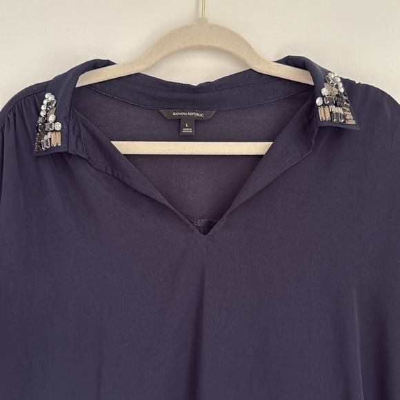 Banana Republic Embellished Knit to Woven Blouse - Picture 2 of 5